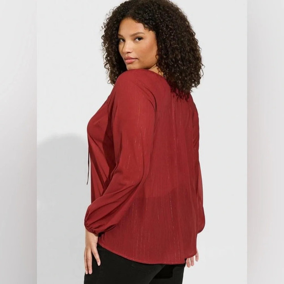 Torrid Bundle Chiffon Metallic Weave Semi- Sheer Blouse Tops 5X - Picture 5 of 14